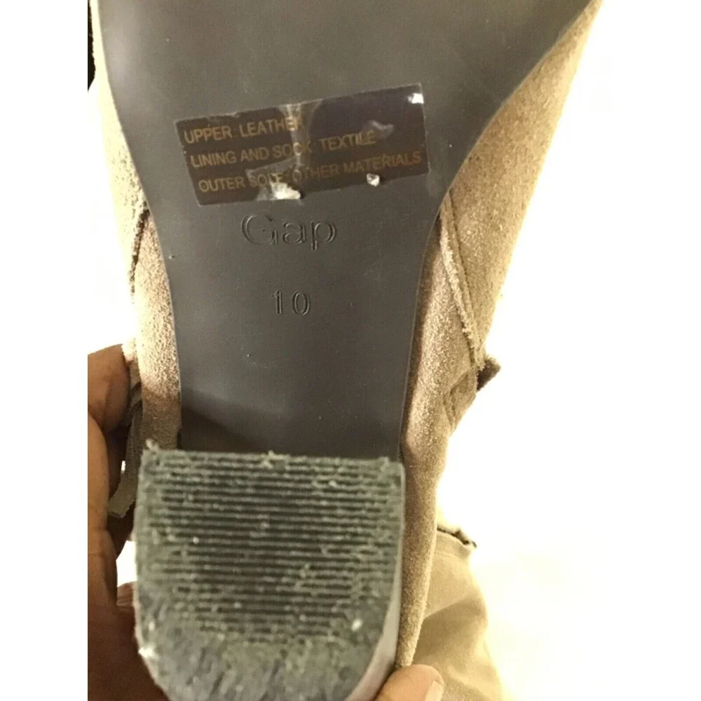 Gap Women Tall Over the Knee Side Fringe Boots Sz. 10 Beige EUC